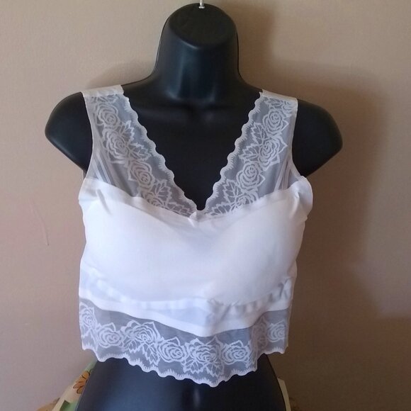 L/XL White Lace Boudoir Bralette w. Matching Floral Earrings! Feminine Seductive - Picture 3 of 14
